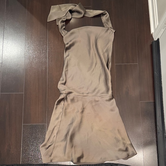 Zara Backless Halter Satin Dress - Picture 1 of 5